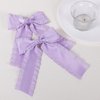 4" Ruffle Ribbon Hair Bow Clips for Girls,Light Purple Silky Satin Bowknot Alligator Barrettes with Long Tail,Cute Handmade Ponytail Holder Accessories for Toddler Teens Kids Women