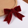 Dark Red Velvet Ribbon Hair Bow Clips 3" Cute Valentines Alligator Barrettes Pins Bowknot Decor Accessory Small for Little Teen Toddler Baby Girls Kids Women Christmas Gift