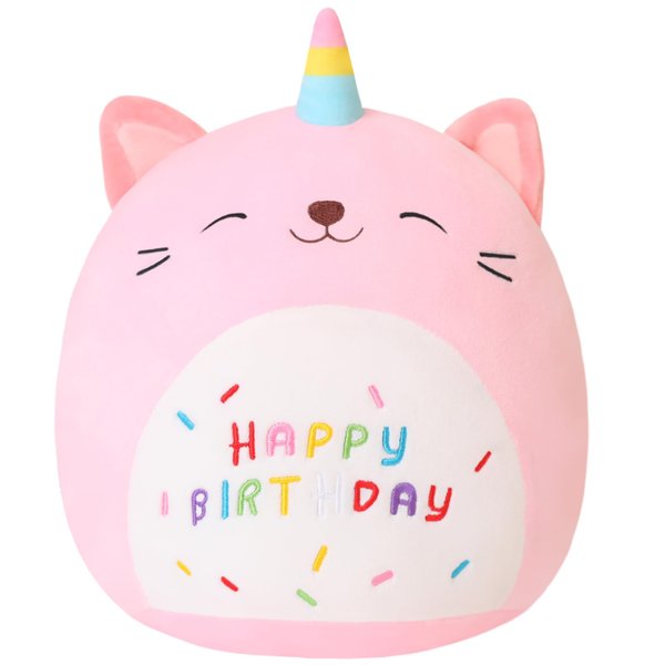 SQEQE Cat Plush Toy Unicorn Cat Stuffed Animal Cute Birthday Cat Plushies Pillow Soft Plushie Doll Gifts for Kid Decor(Pink Caticorn, 10 Inch)