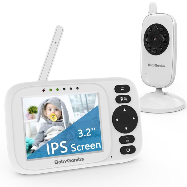 Baby Monitor with Camera and Audio, 3.2'' IPS Portable Baby Monitor No WiFi with 1000ft Long Range, Remote Pan-Tilt Video Baby Monitor, Infrared Night Vision, ECO Mode, Powerful Battery