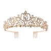 Araluky Crystal Tiara Crown Headband Princess Elegant Tiara with Combs for Women Young Ladies Bridal Wedding Prom Birthday Party, Gold
