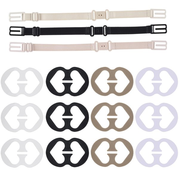 Thsinde Bra Strap Clips, 12 Bra Clips and Bra Straps Holder Women’s Black,White,Beige for Full Cup Size