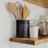 Kitchen Utensil Holder, 6.7" Utensil Holder for Kitchen Counter, Cooking Utensil Crock with Cork Bottom, Modern Farmhouse Kitchen Decor, Countertop Utensil Storage Organizer Caddy, Black
