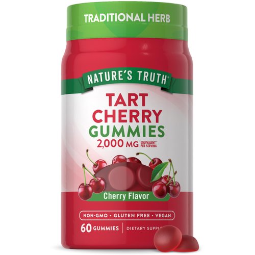 Nature's Truth Tart Cherry Gummies | 2000mg | 60 Count | Vegan, Non-GMO & Gluten Free Supplement | Cherry Flavor