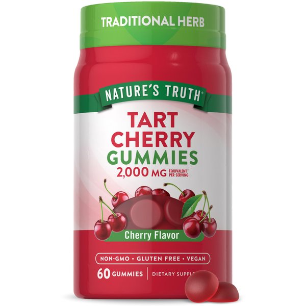 Nature's Truth Tart Cherry Gummies | 2000mg | 60 Count | Vegan, Non-GMO & Gluten Free Supplement | Cherry Flavor