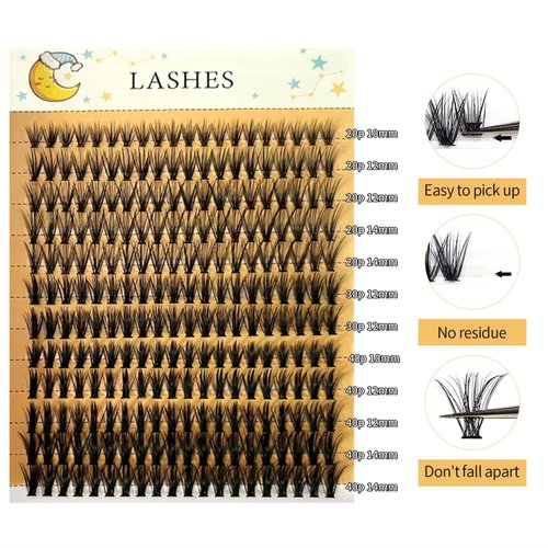 YALINCMOO 240Pcs Cluster Lashes Belt Eyelash Glue, Eyelash Tools DIY Eyelash Extensions Kit, Eyelash Clusters Bond and Seal Super Hold Eyelashes Curlers (Rose Gold）