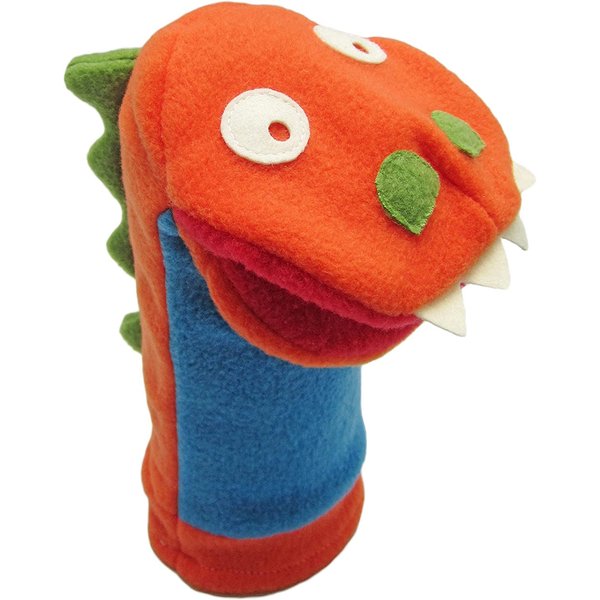 Cate & Levi Hand Puppets - Made in Canada - Eco Friendly Polar Fleece - with Movable Mouth (Dinosaur)