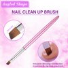 INENK Metal Purple Nail Art Clean Up Brushes for Cleaning Polish Mistakes on the Cuticles, Acetone Resistant Nail Brush, Fingernail Cleaning Brushes for Nail Art and Designs (Round&flat&Bevel)