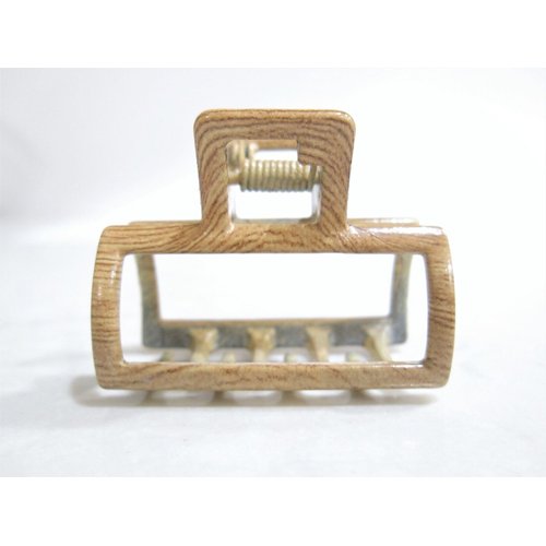 Faux bamboo wood medium/small metal hair claw clip barrette