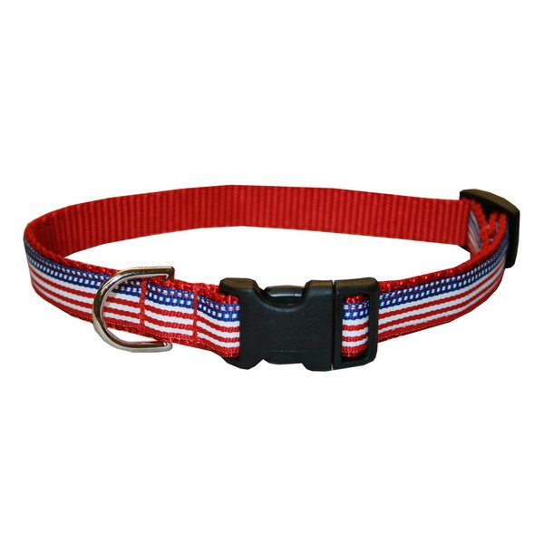 XSmall American Flag Dog Collar: 1/2" wide, Adjusts 6-12" - Made in USA