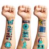 Generic 105 PCS PTSD Awareness Stickers Tattoos Teal Awareness Ribbon Veteran Party Decorations Supplies Favors Gifts for Kids Adults Men Women Prizes Rewards