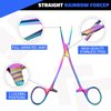 BBTO 2 Pcs Hemostat Curved and Straight Hemostat Forceps Piercing Pliers Forceps, Stainless Steel Straight and Curved Pliers, Fishing Tweezer Hemostats (Colorful)