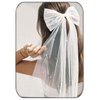 Earent Bridal Hair Bow Veil with Pearl White Wedding Hair Piece Bows Tulle Hair Clip Bachelorette Party Hair Accessories Bride Shower Gift for Women Girls (A-White 1)