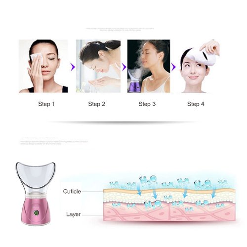 Hann® Facial Steamer Professional Sinus Steam Inhaler Face Skin Moisturizer Facial Mask Sauna Spa Steamers with Aromatherapy Diffuser Humidifier Function (Pink)