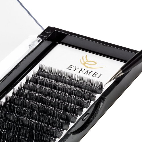 Eyelash Extensions 0.07 D Curl Natural Faux Mink Eyelash Extensions Individual Lashes Extension 18mm Tray Salon Use by EYEMEI