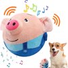 OTXKXBLP Active Moving Pet Plush Toy, Interactive Dog Toys Pet Bouncing Balls, USB Rechargeable Interactive Washable Cartoon Pig Plush Sound Electronic Dog Toy, Small Cute Squeaky Pig Dog Toy (Blue)