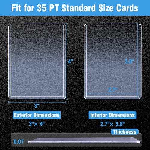 32ct Topload for Cards, JIQEZNL 35pt Hard Card Sleeves, 3" x 4" Card Sleeves Hard Plastic, Card Sleeves for Trading Cards, Rigid Pokemon Card Protectors Hard Plastic for MTG, Yugioh, Baseball, Sports