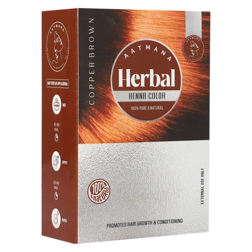 AATMANA Herbal Copper Brown Henna Hair Color with Goodness of 9 Herbs | Copper Brown Henna Mehndi for Hair, Make Hair Soft & Shiner Natural Hair Color for Men & Women 100g