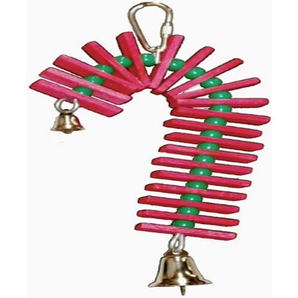 Super Bird Creations SB188 Balsa Candy Cane Bird Toy, Small Bird Size, 8" x 4"