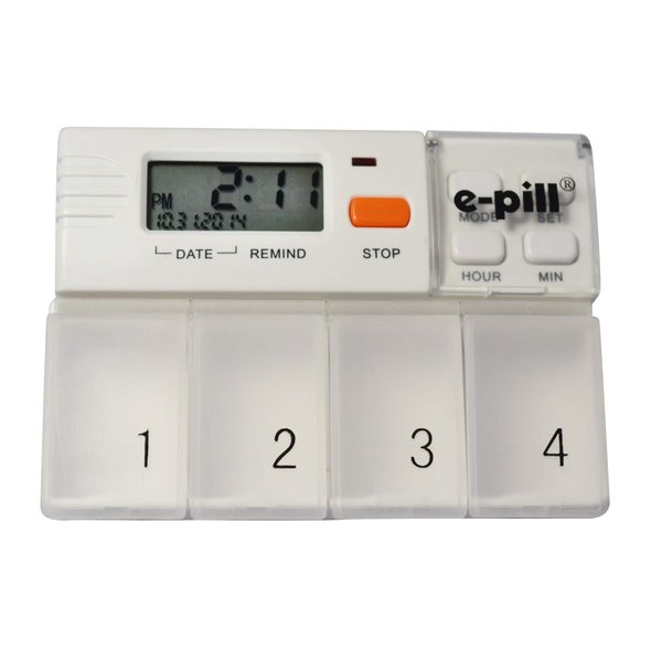 e-Pill MedGlider Pill Organizer, Vitamin and Medicine Pill Box Reminder with Attached 4 Compartment Pill Box