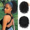 Aientt Ponytail Extension Curly Wavy Ponytail Drawstring Ponytail Hair Extensions for Women Natural Wavy Synthetic Hairpiece for African Women Daily Use Party(PT110-1B#, 8Inch)