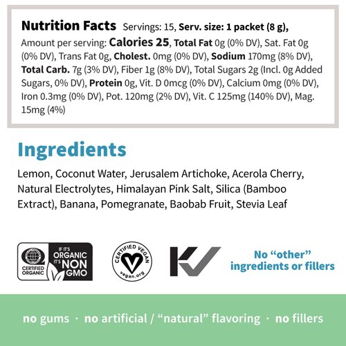 Sprout Living, Colorfuel Hydration Powder Drink Mix, Organic Superfoods + Adaptogens | Hydration & Recovery, Electrolytes, Himalayan Pink Salt, Coconut Water, Lemon Citrus Flavor (15 Stick Packs)