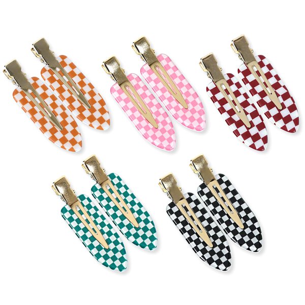 10 PCS No bend Hair Clips No Crease Hair Clips Styling Duck Bill Clips No Dent Alligator Hair Barrettes for Salon Hairstyle Hairdressing Bangs Waves Woman Girl Makeup Application (Small Checkerboard)