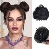 AUOCATTAIL 2PCS Mini Claw Clip in Messy Space Buns Hair Piece Extensions Synthetic Donut Updo Hair Accessory Cat Ears Fake Hair Bun for Women Girls