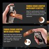 FANKAI Cigar Lighter with Cigar V Cutter, Cigar Punch Accessories, Refillable Torch Lighter Double Jet Flame,Windproof Butane Lighters for Smoking,Cigar Gift for Men (Butane Not Included) (Gray)