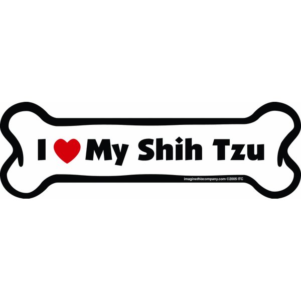 Imagine This Bone Car Magnet, I Love My Shih Tzu, 2-Inch by 7-Inch