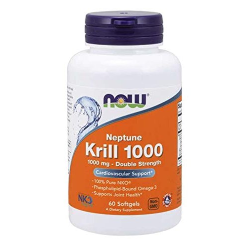 Now Supplements, Neptune Krill, Double Strength 1000 mg, Phospholipid-Bound Omega-3, 60 Softgels (Pack of 2)