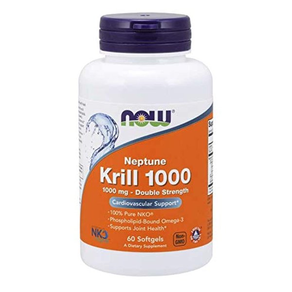 Now Supplements, Neptune Krill, Double Strength 1000 mg, Phospholipid-Bound Omega-3, 60 Softgels (Pack of 2)
