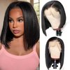 CUMASE Bob Wig Human Hair 13x4 HD Lace Frontal Wigs Human Hair Pre Plucked with Baby Hair 180 Density Short Straight Bob Lace Front Wigs Human Hair for Women 12 Inch