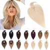 SEGO Hair Toppers for Women Real Human Hair With Bangs 7 * 13CM Silk Base 100% Remy Human Hair Clip in Top Wiglet Hair Pieces for Thinning Hair -16 Inch Ash Blonde&Bleach Blonde