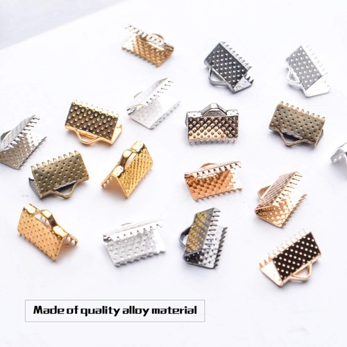 Pinch Crimp Ends,600Pcs Alloy Ribbon Clamps Ends Mixed Colors Ribbon Ends Crimp Ends Jewelry Making Findings for DIY Choker Anklets Crafts Making