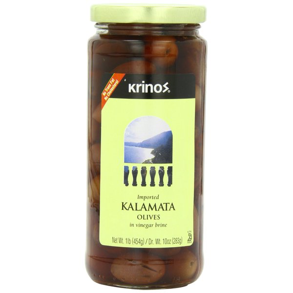 Krinos Kalamata Olives in Vinegar Brine, 16.0 Ounce (Pack of 6)