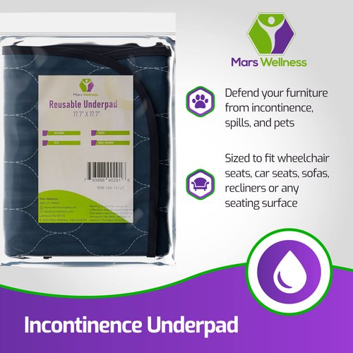 Waterproof Seat Protector (17.7 x 17.7)” - Blue Absorbent Seat Covers - Protector Underpads for Chairs Sofa - Reusable Chair Pad Protectors - Incontinence Pads for Kids, Pets, Adults, & Seniors