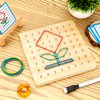 HEELWIRE Wooden Geoboard,Montessori Toy,Graphical Mathematical Education Toy for Kids with Pattern Cards and Rubber Bands to Figures and Shapes, Brain Teaser STEM Toy Geo Board (7 * 7 * 0.6 in)