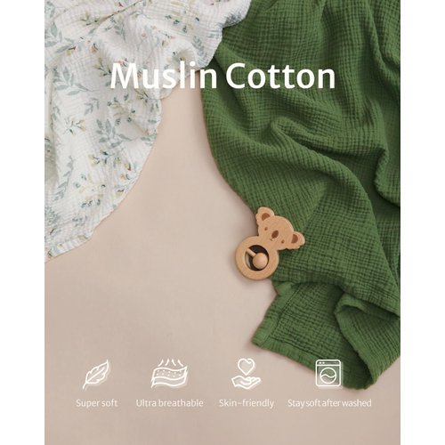 Blissful Diary Muslin Nursing Cover for Breastfeeding, Breathable Breastfeeding Cover up with Arch Neckline for Women, Nursing Apron (Botanical Leaf)