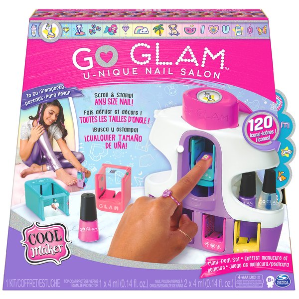 Cool Maker, GO Glam U-nique Nail Salon with Portable Stamper, 5 Design Pods and Dryer, Nail Kit Kids Toys for Ages 8 and up