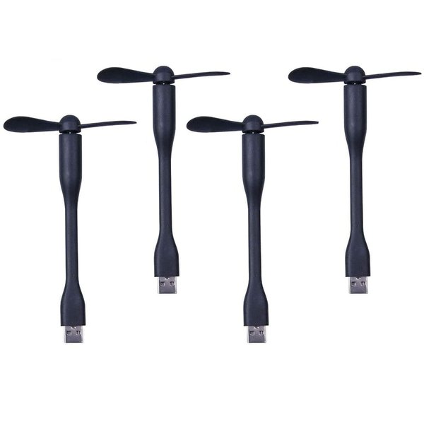 FINENIC Mini USB Fan.Personal Portable Pocket Fan.Mini fan For mini humidifier/Power Bank/Library/Cinema/Office/Outdoor Traveling/Camping/Fishing【4 PACK 】 Black