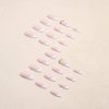 RikView French Tip Press on Nails Medium Fake Nails White Nails Almond Acrylic Nails Glossy Full Cover Nails(Medium Almond White)