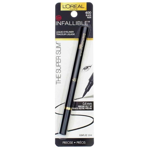 L'Oreal Paris Infallible The Super Slim Liquid Eyeliner, Black [400] 0.034 oz (Pack of 2)
