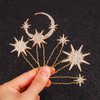Heread Star Crystal Bride Wedding Hair Pins Gold Moon Hair Pieces Bridal Hair Accessories for Women and Girls (Pack of 5)