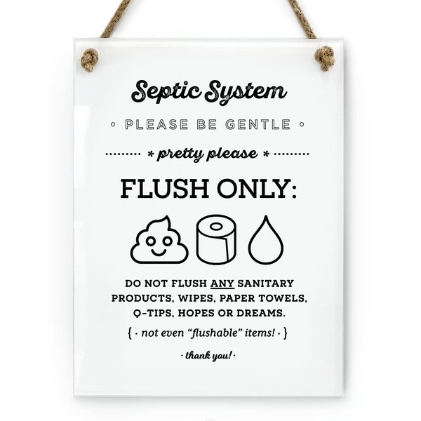 Reilly Originals 6x8 Inch Cute Emoji Septic System Bathroom Sign ~ Ready to Hang ~ Premium Finish, Durable (1)