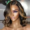 Blonde Highlight Glueless Short Body Wave Lace Front Wigs Human Hair Pre Plucked with Baby Hair 1b/30 Body Wave Bob Wig Human Hair 13x4 Short Body Wave Highlight Lace Front Bob Wig For Women 12 Inch