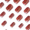 Thanksgiving Press on Nails Square Short Length Glossy Full Cover Acrylic Square False Nails with Maple Leaf Designs Artificial Autumn Leaves Fake Nails Holiday Glue ons Fingernails for Women(Y08)