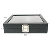 Novel Box Half-Size Glass Top Black Leatherette Metal Clasp Jewelry Display Case 8.25X7.25X2 + Custom NB Cleaning Cloth