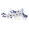 Alilang Flower Bride Wedding Hair Comb Silver Side Comb Blue Crystal Bridal Hair Piece Hair Jewelry Bridal Hair Accessories