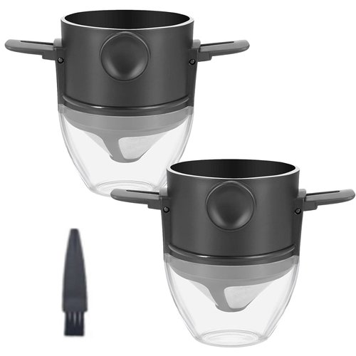 MZY LLC 2 Pcs Reusable Pour Over Coffee Filter, Stainless Pour Over Coffee Dripper Easy to Clean for Home,Office, Travel, Camping